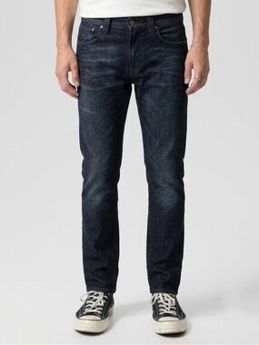 NUDIE JEANS CO Men's Slim Fit Tape Ted Organic Cotton Denim Jeans Dark Wash Sz34